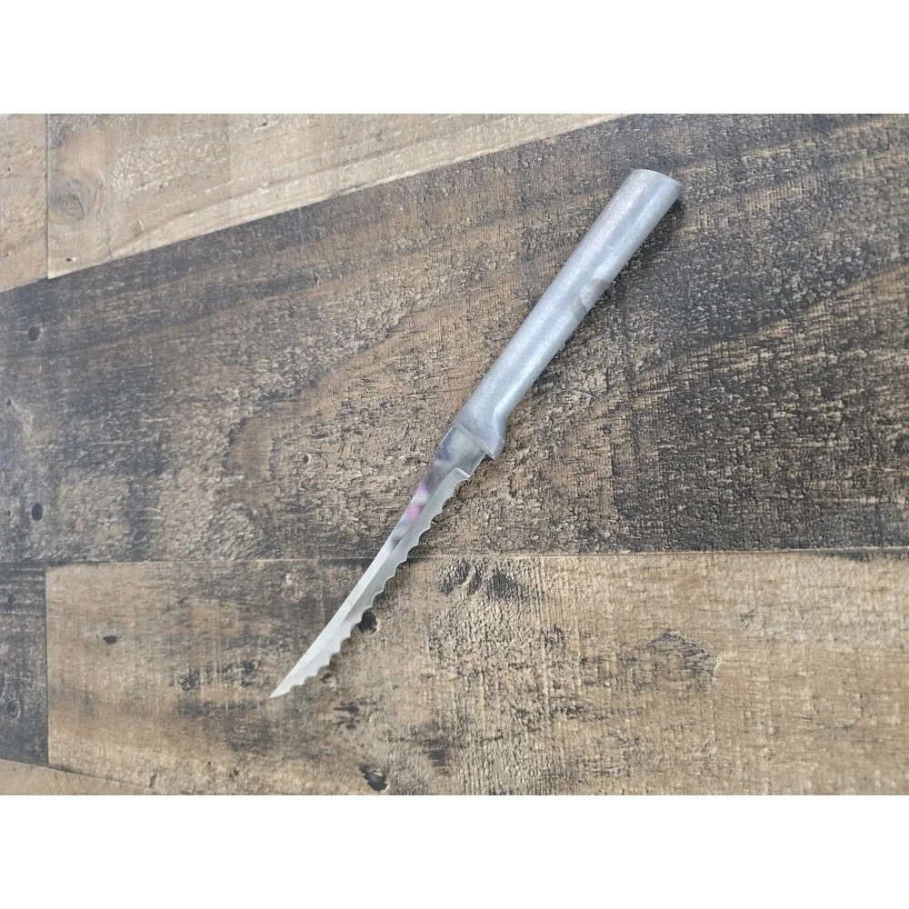 Rada Cutlery Serrated Tomato Knife Silver Brushed Aluminum Handle Made in USA